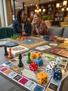 Friends playing boardgames
